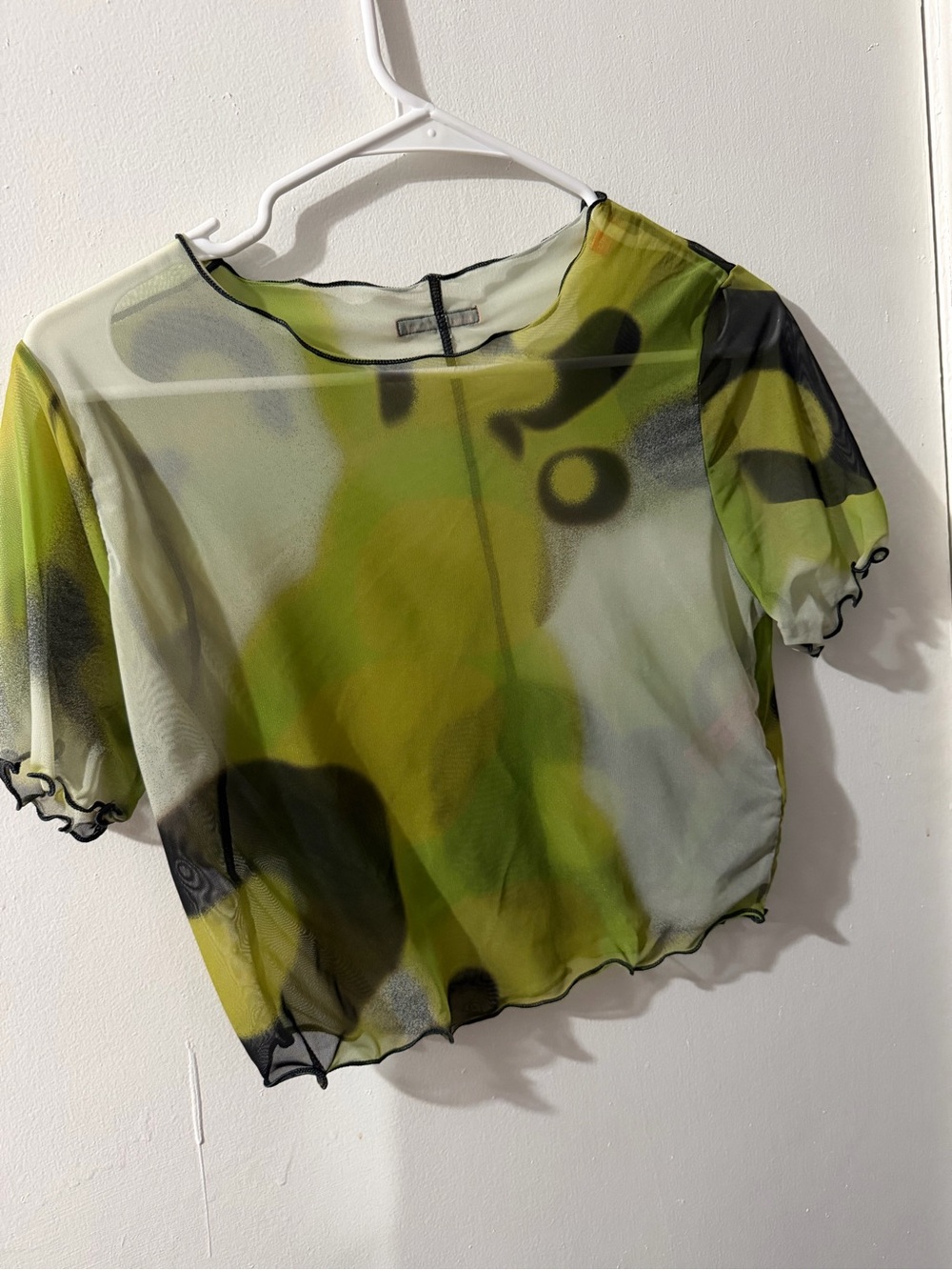 Heron Preston Green and Black Abstract Mesh Crop Top